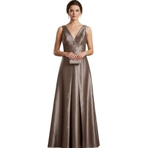 Bill Levkoff Deep Champagne Taffeta Old Hollywood Glam Gown Size 8